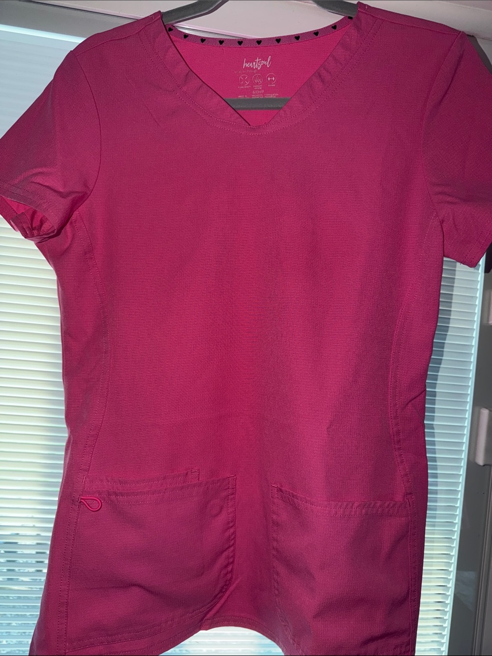 HeartSoul Women's Fuchsia V-Neck Medical Scrub Top